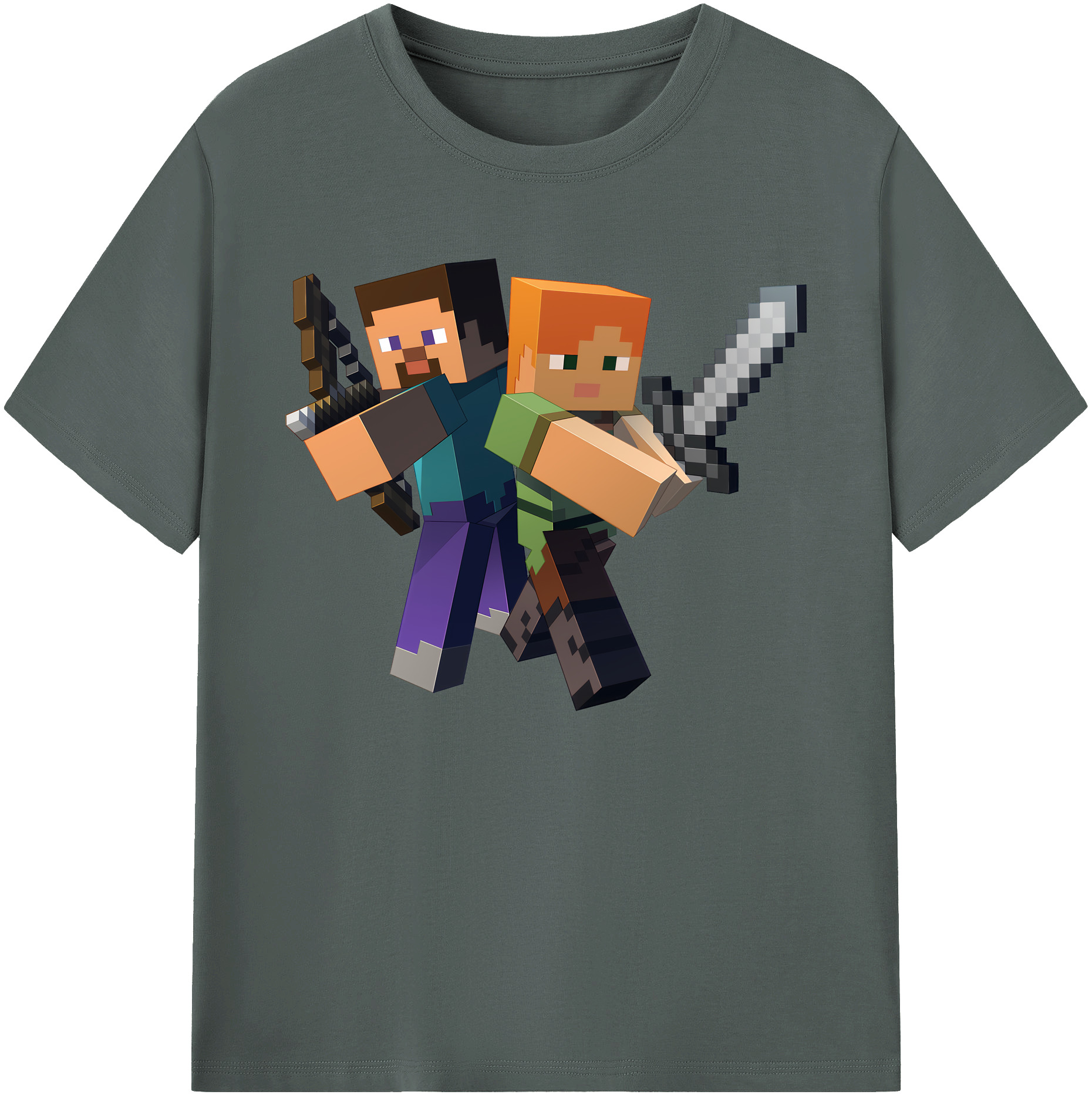 （画像用） マインクラフト ブロックの世界 Minecraft MC Block world 綿100％ メンズ半袖Tシャツ｜肌触りやわらか＆通気性